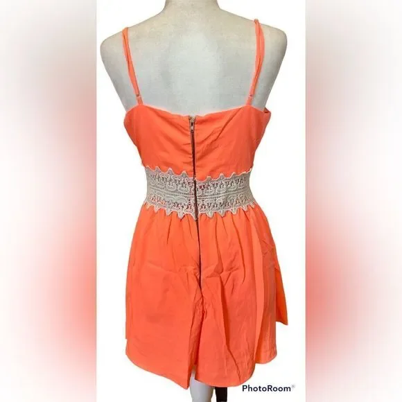 Live 4 Truth Orange Spaghetti Strap Short Jumpsuit Women's Size M BWT - Picture 2 of 12